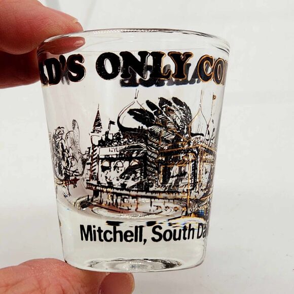 World's Only Corn Palace Mitchell SD Shot Glass Native American Indian Souvenir - Picture 3 of 8